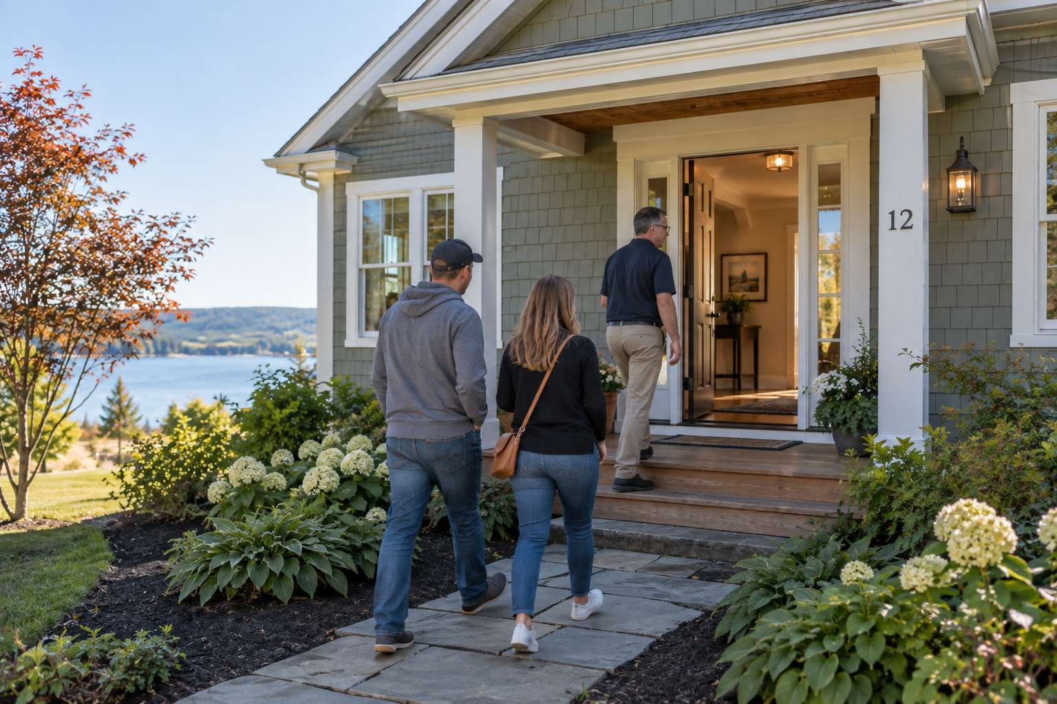 Home buyers arriving for a scheduled property showing