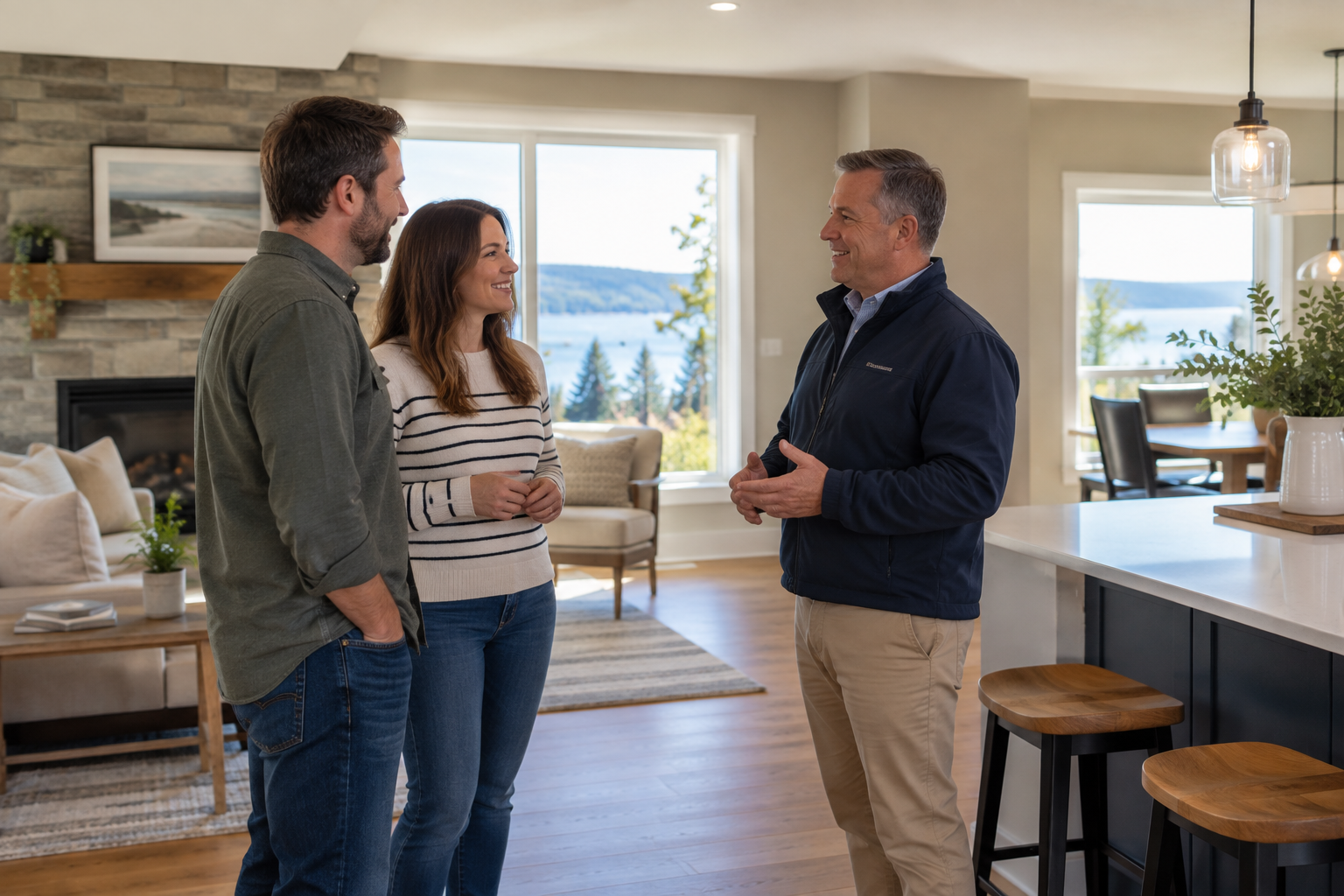 Home buyers speaking with their REALTOR® after an accepted offer
