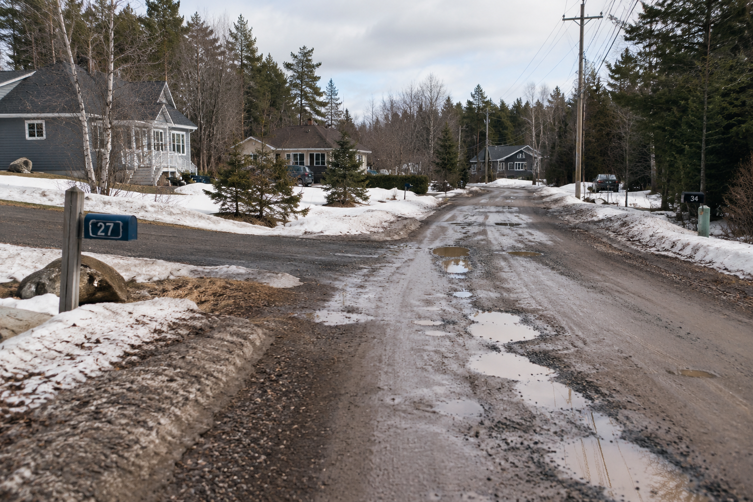 Private rural road serving homes in Nova Scotia
