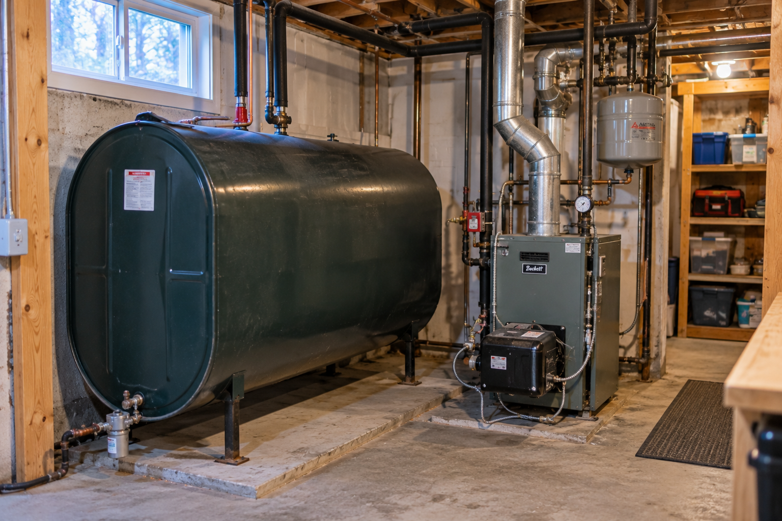 Domestic heating oil tank in a Nova Scotia home