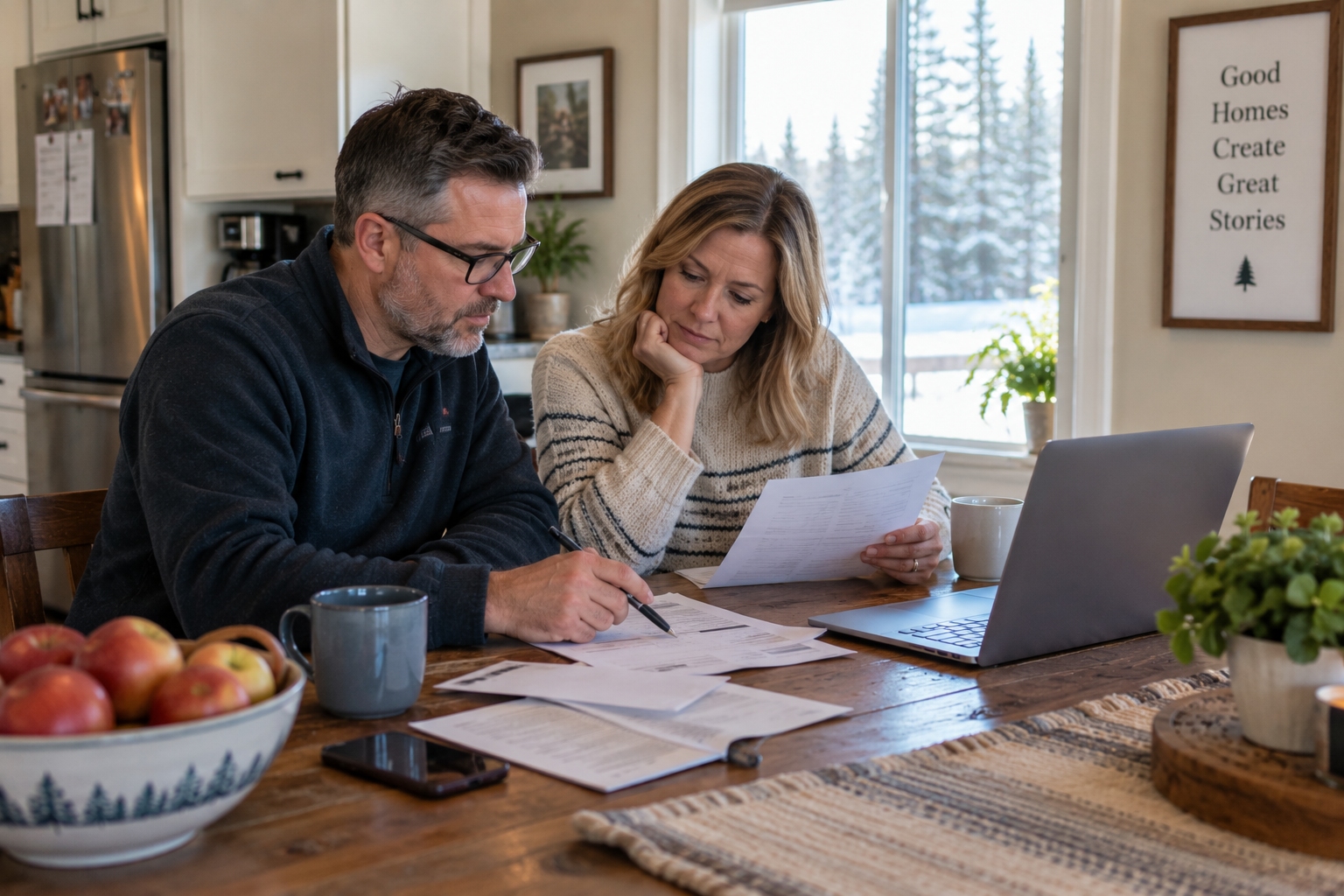 Home buyers reviewing household heating and energy costs