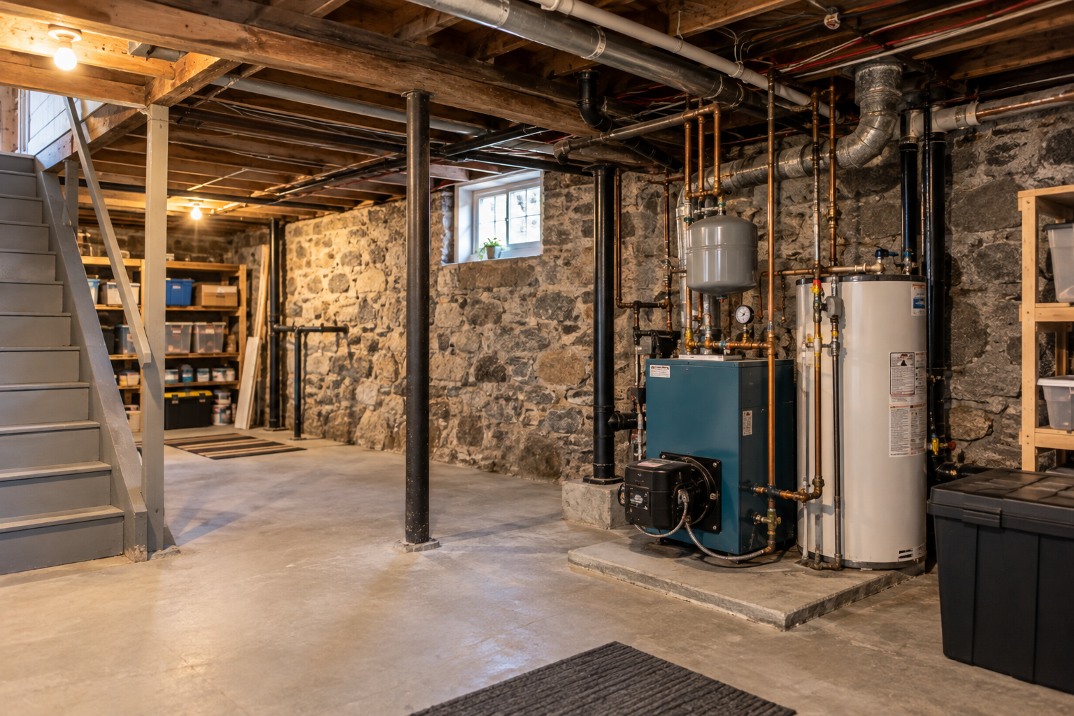 Stone foundation in the basement of an older Nova Scotia home