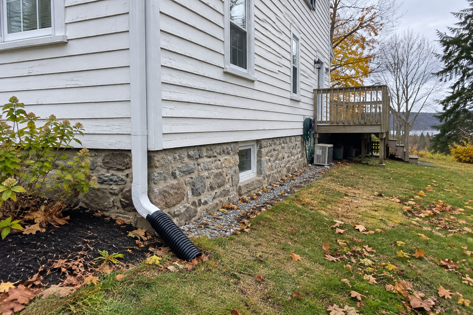 Drainage and foundation area around an older home