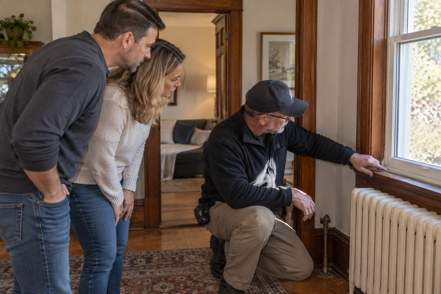 Home buyer attending a professional home inspection