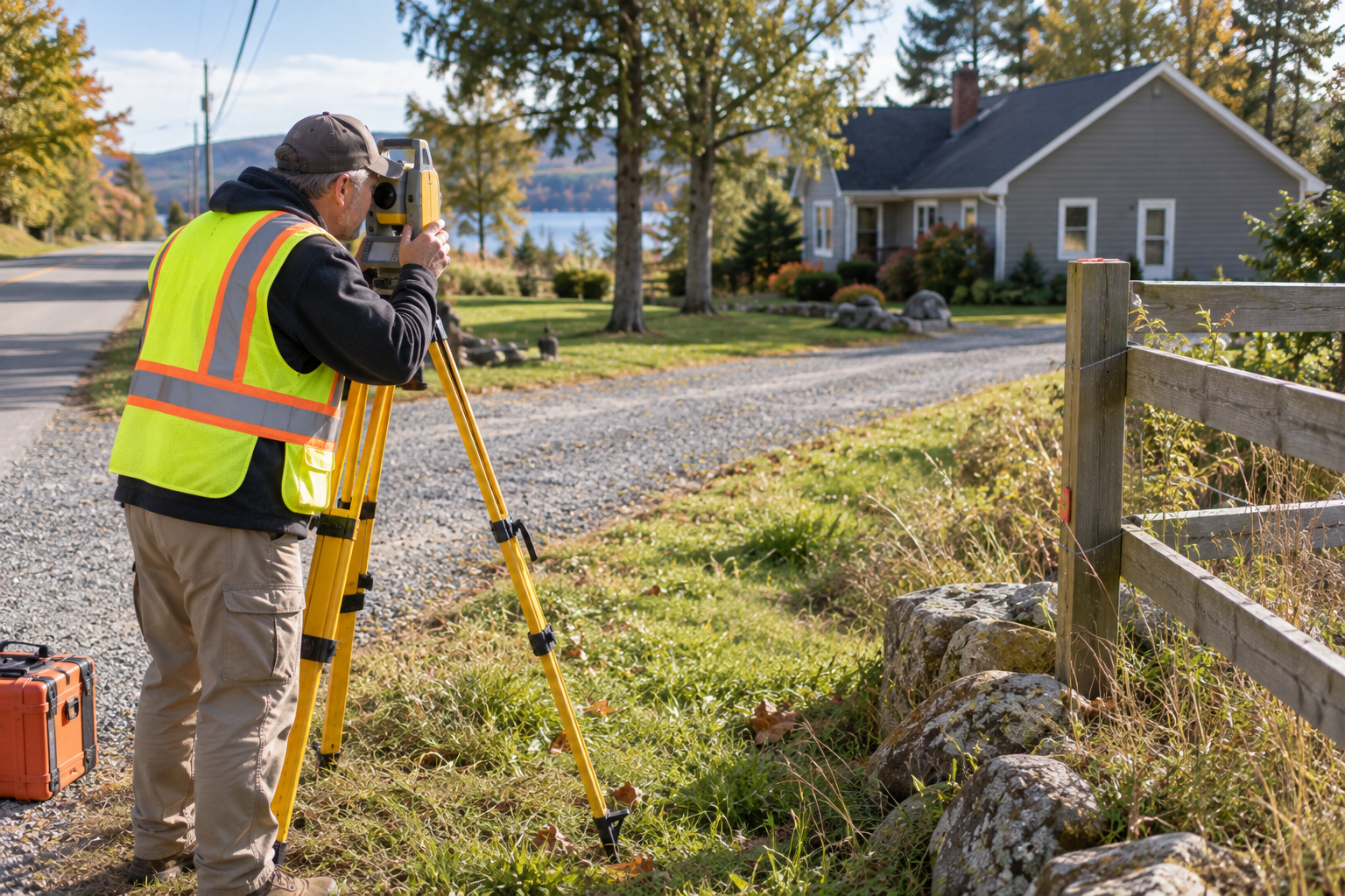 Property boundary being investigated before a home purchase