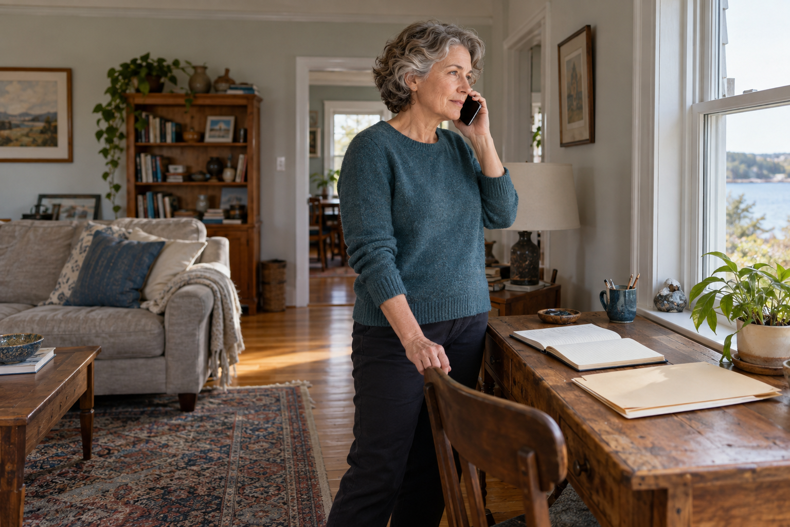 Buyer coordinating property investigations by phone