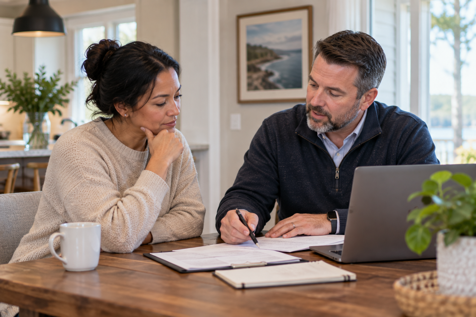 Buyer reviewing inspection options with a real estate professional