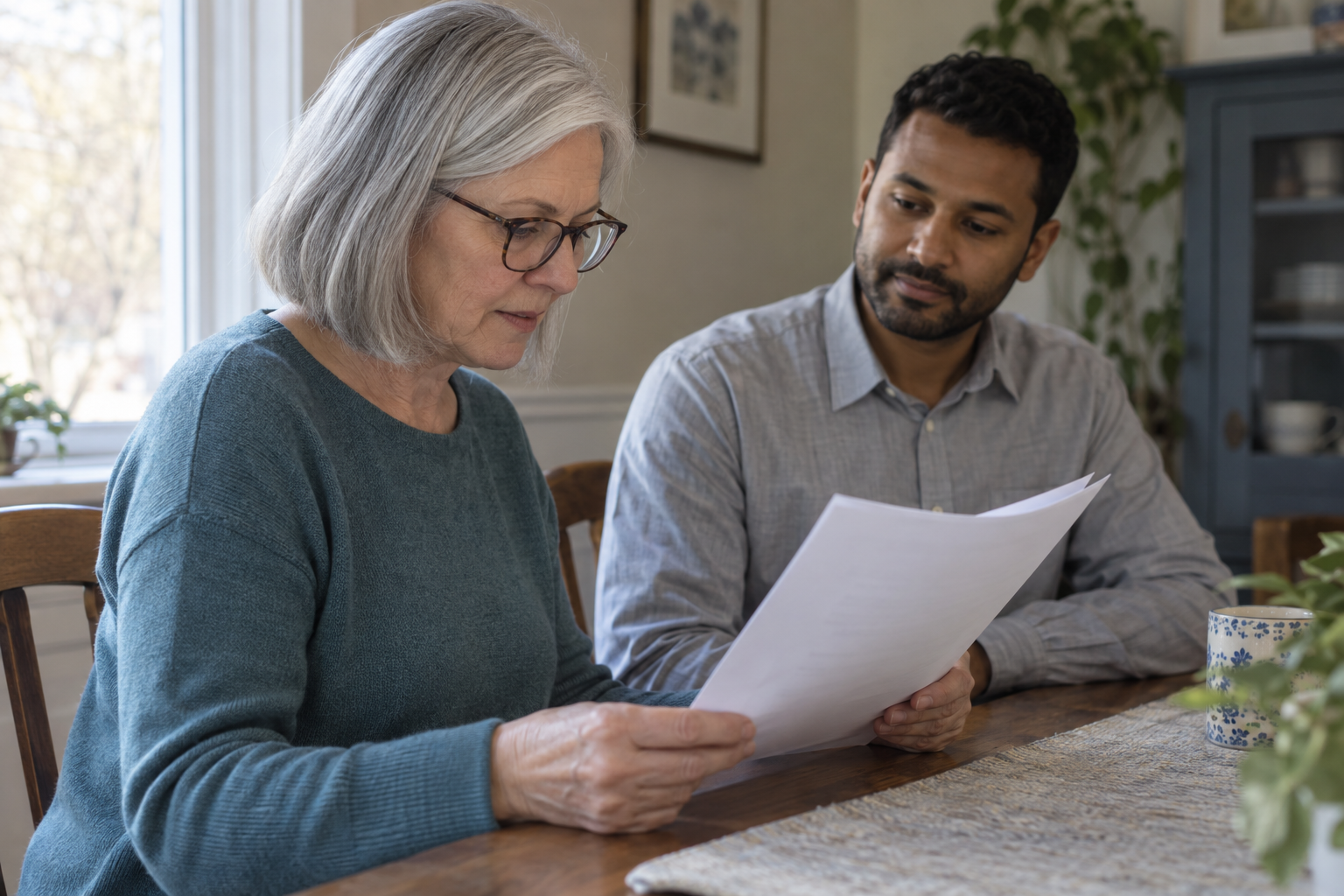 Buyer carefully reviewing an offer before signing