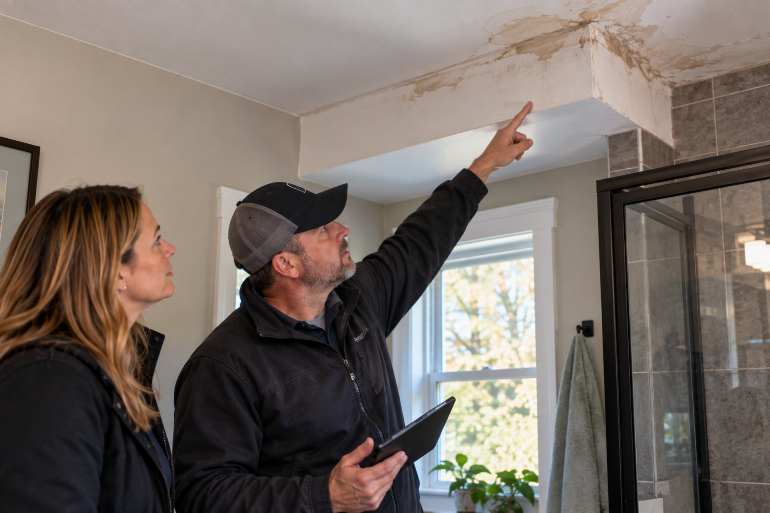 Home inspector explaining a significant property concern to a buyer