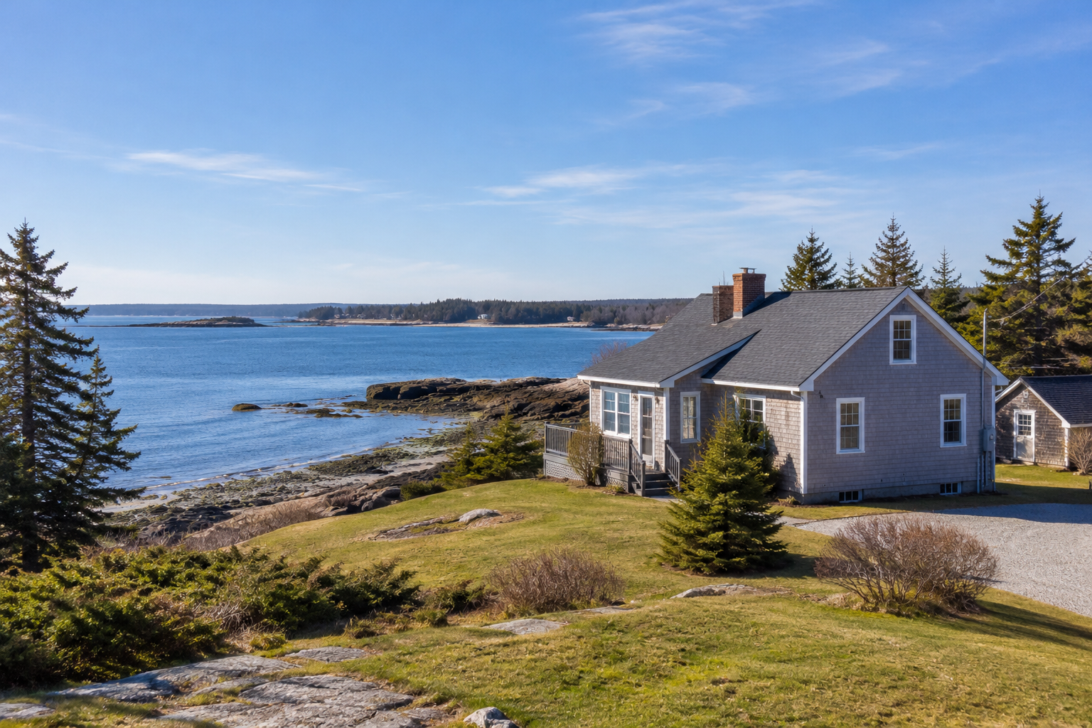 Coastal Nova Scotia home near the shoreline where insurance coverage may require additional review