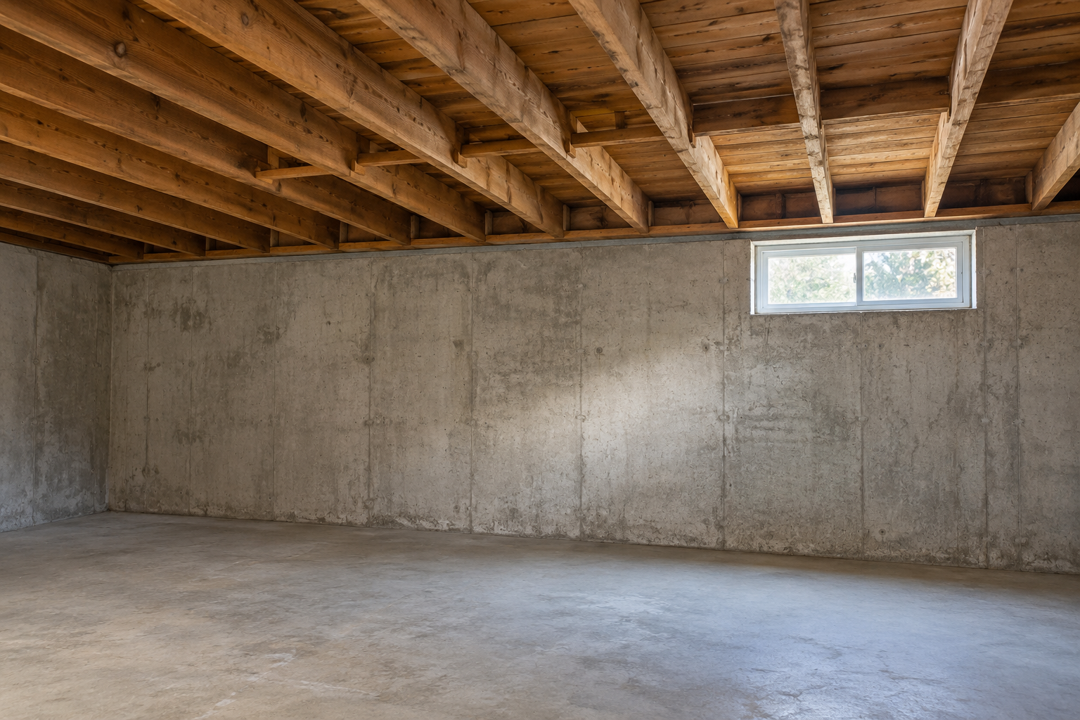 Basement framing and foundation in an older home