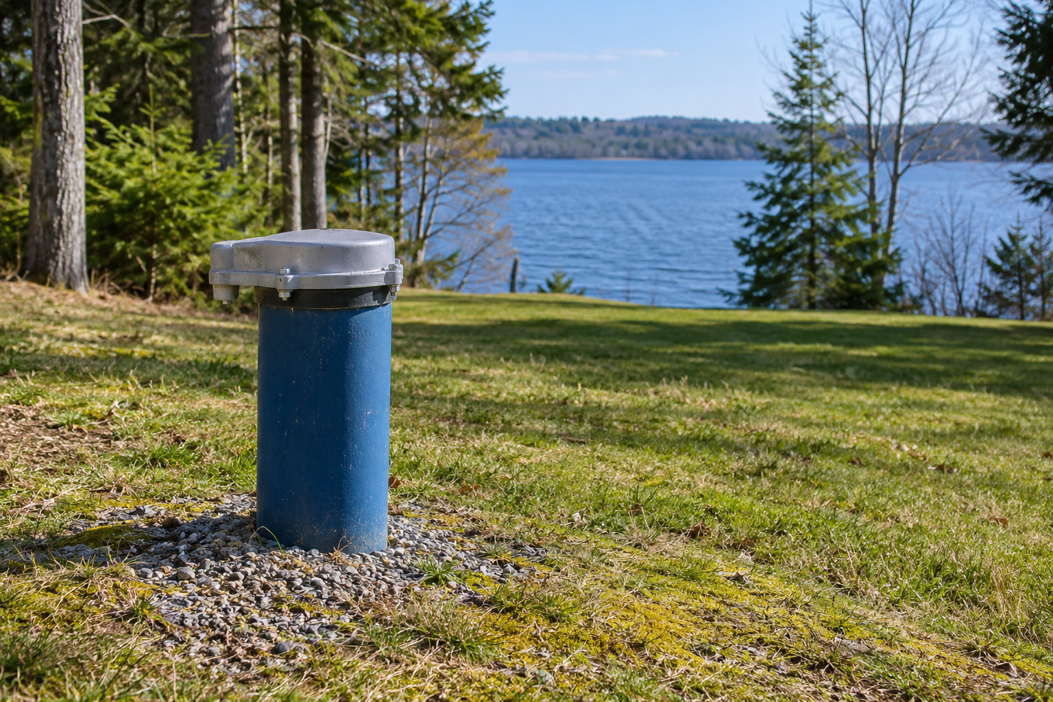 Private drilled well on a waterfront residential property
